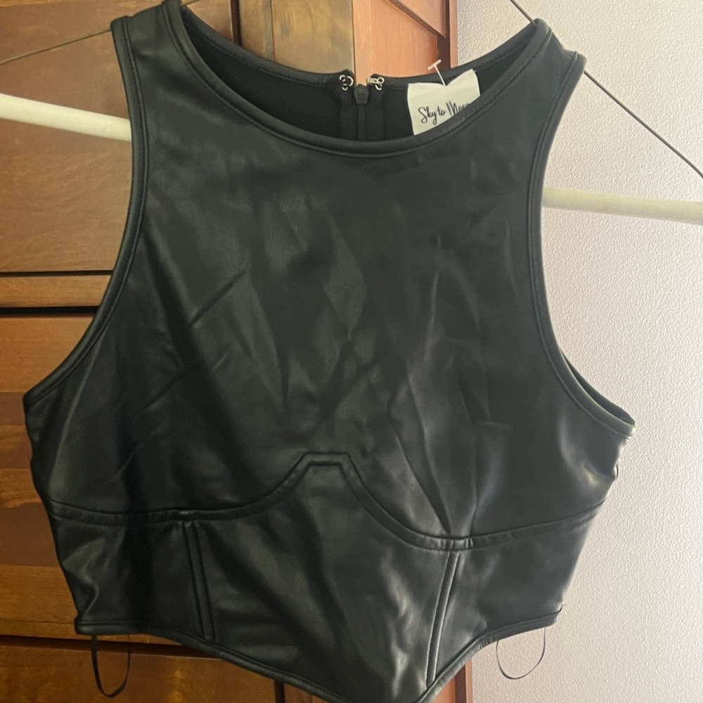 Black leather top